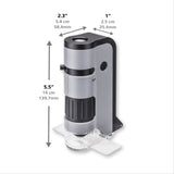 CARSON - 100x-250x LED MicroFlip Pocket Microscope with Smartphone Adapter