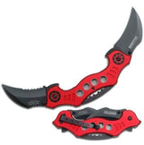 TAC-FORCE - RED KARAMBIT CLAW TACTICAL KNIFE DOUBLE BLADE TF-669RD